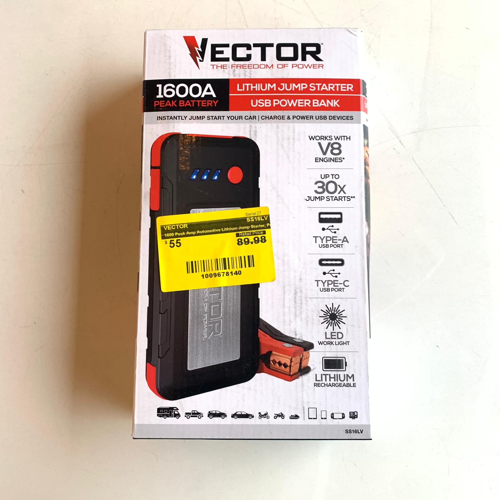 1600 Peak Amp Automotive Lithium Jump Starter, Portable Power - 15W USB-A & USB-C (SS16LV) 1600 Peak Amp Automotive Lithium Jump Starter, Portable Power - 15W USB-A & USB-C (SS16LV)